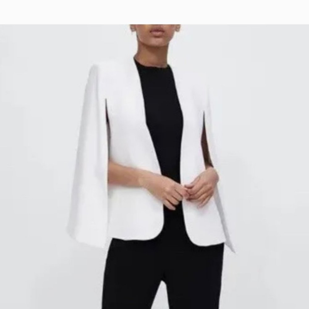 Zara Cape Sleeves Blazer White XS